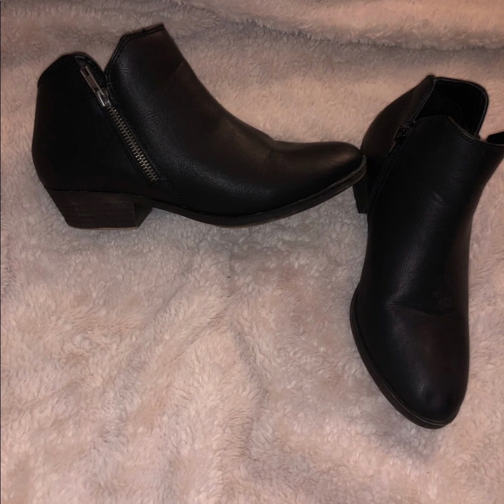 Black leather booties